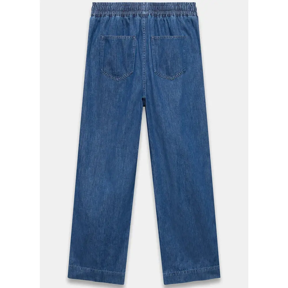 Mint Velvet Indigo Tie Waist Side Stripe Wide Jeans
